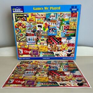 White Mountain 1000 piece Jigsaw Puzzle — “Games We Played” theme, with poster